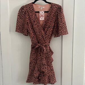 Miami Leopard Print Wrap Mini Dress
